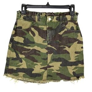 Hayden Girls Olive Camo Denim Mini Skirt Frayed Hem Youth XL Streetwear‎ Style
